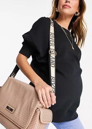 Бежевая сумка через плечо с монограммой River Island Maternity-Светло-бежевый цвет