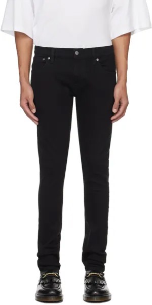 Черные узкие махровые джинсы Nudie Jeans, цвет Everblack
