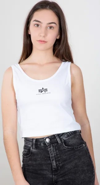 Топ Alpha Industries Basic Crop SL женский танк, белый