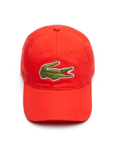 Красный контрастный ремешок Lacoste Current и крупная кепка с ремешком из крокодиловой кожи - OSFA