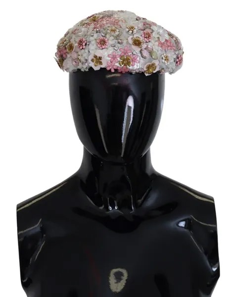 DOLCE - GABBANA Шапка белая нейлоновая с цветочным декором женская Capello s. 57/С 1120 долларов США