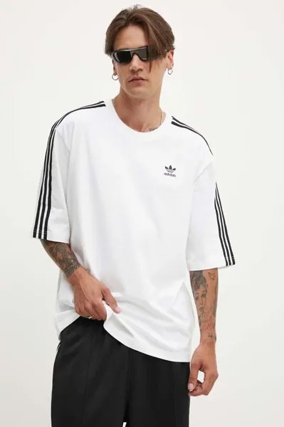 Хлопковая футболка Adicolor Oversized Tee adidas Originals, белый