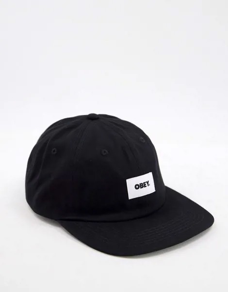 Черная 6-панельная кепка с крупным логотипом Obey-Черный цвет