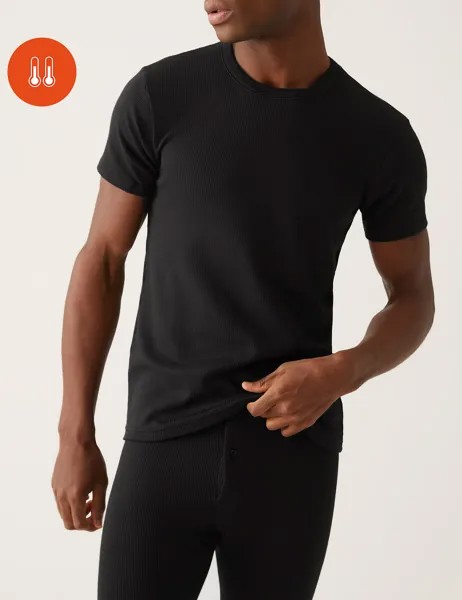 Тепловая футболка среднего размера с короткими рукавами Heatgen Marks & Spencer, черный