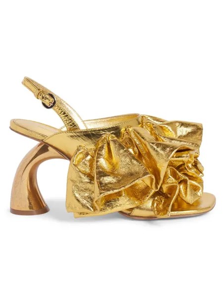 Металлизированные кожаные сандалии 95MM Dries Van Noten, золотой