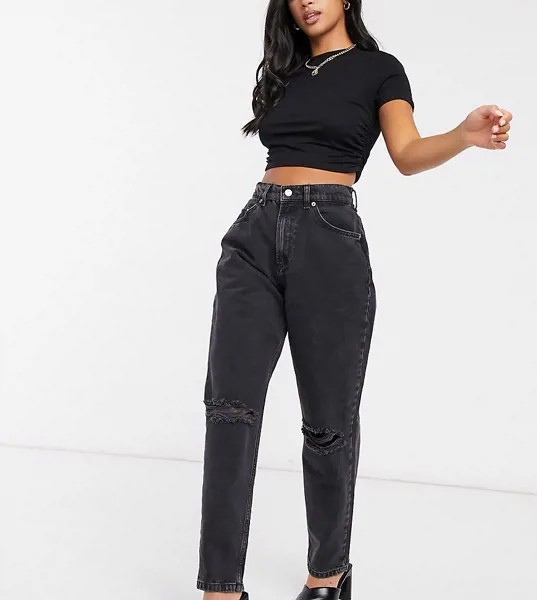 Черные джинсы в винтажном стиле с завышенной талией ASOS DESIGN Petite-Черный цвет