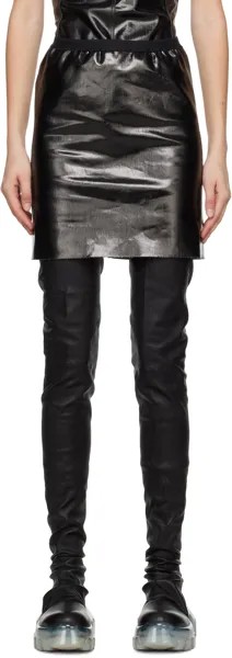 Черная лаковая мини-юбка Rick Owens