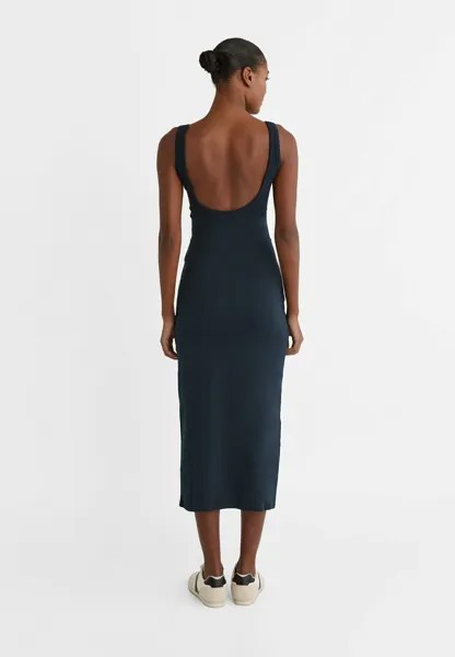 Платье из джерси With A Gathered Waist Stradivarius, темно-синее