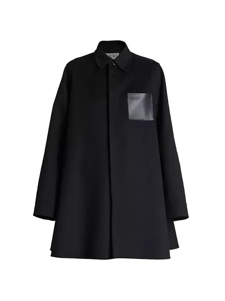 Пальто-трапеция из смесовой шерсти Loewe, черный