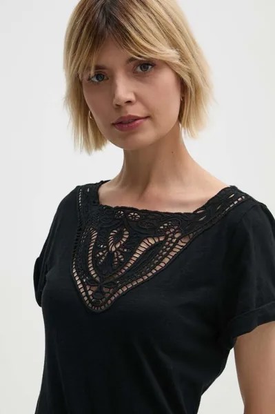 Хлопковая футболка Lauren Ralph Lauren, черный