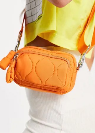 Нейлоновая стеганая миниатюрная сумка через плечо персикового цвета Topshop-Оранжевый цвет