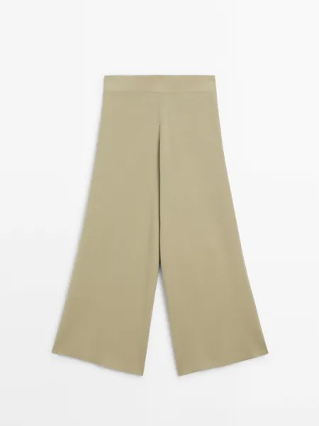 Широкие брюки миланского трикотажа Massimo Dutti, хаки