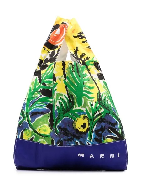 Marni Kids leaf-print tote bag