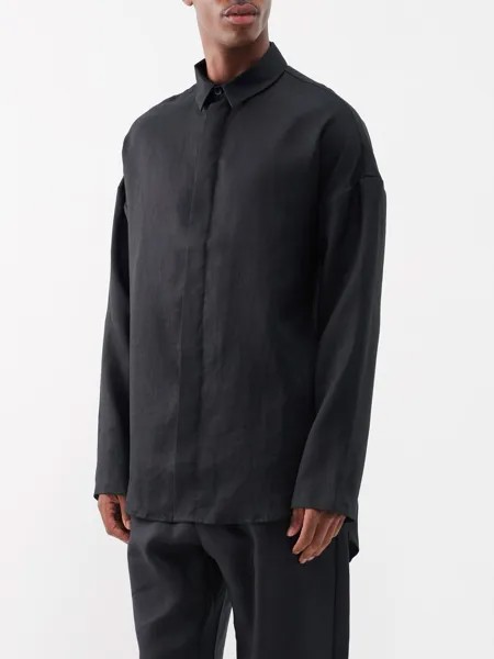 Льняная рубашка с заниженными плечами Albus Lumen, черный