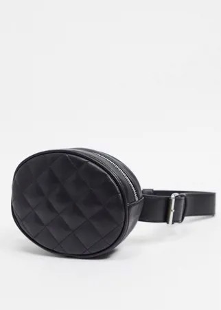 Черная стеганая сумка-кошелек на пояс из искусственной кожи Monki-Черный цвет