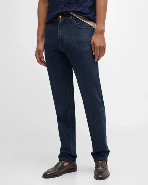 Мужские прямые джинсы из темного денима Stefano Ricci, цвет Blue Dark Wash