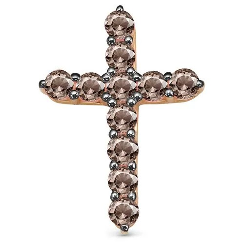Крестик Vesna jewelry, красное золото, 585 проба, родирование, бриллиант