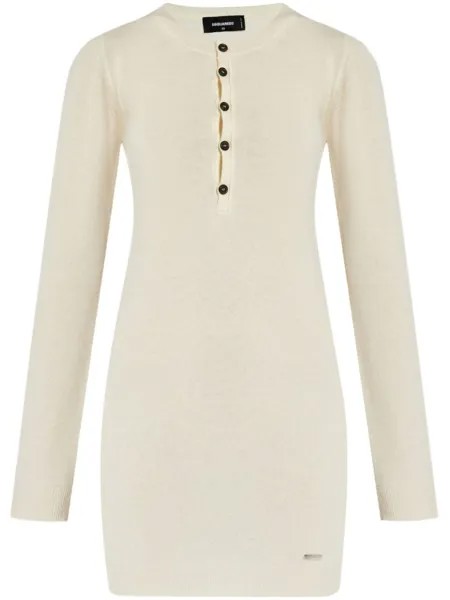 Dsquared2 мини-платье из тонкой шерсти, белый