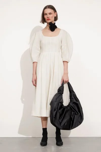Плиссированное платье миди и другие истории H&M, белый