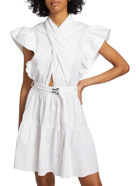 Мини-платье Finn с оборками и запахом Derek Lam 10 Crosby, белый