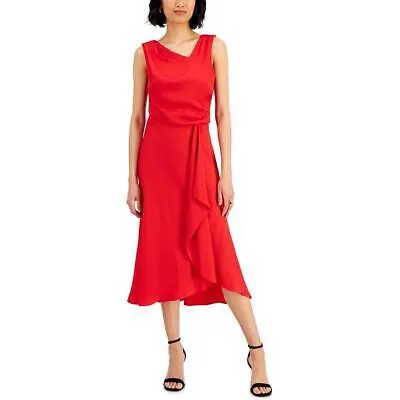Женское красное дневное миди-платье Taylor с драпировкой и теленок Petites 12P BHFO 5649