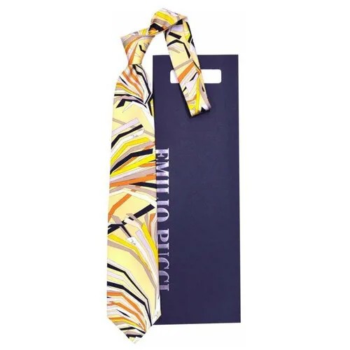 Галстук Emilio Pucci, натуральный шелк, широкий, для мужчин, оранжевый