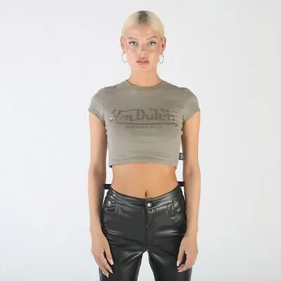 Женская футболка Von Dutch Originals Wmns Andrea SS Lifestyle цвета хаки