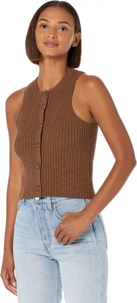 Топ Madewell Kendale Button-Front Crop Sweater Tank, цвет Forage