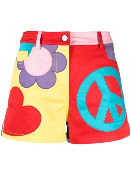MOSCHINO JEANS короткие шорты в стиле колор-блок, красный