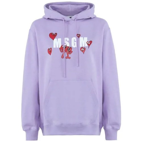 Хлопковый худи MSGM 3241MDM173 фиолетовый+принт s