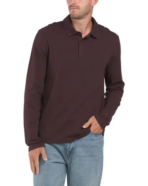 Поло с длинными рукавами Garment Dye Vince, цвет Pinot