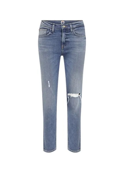 Узкие женские джинсовые брюки цвета индиго с высокой талией Denim Trip