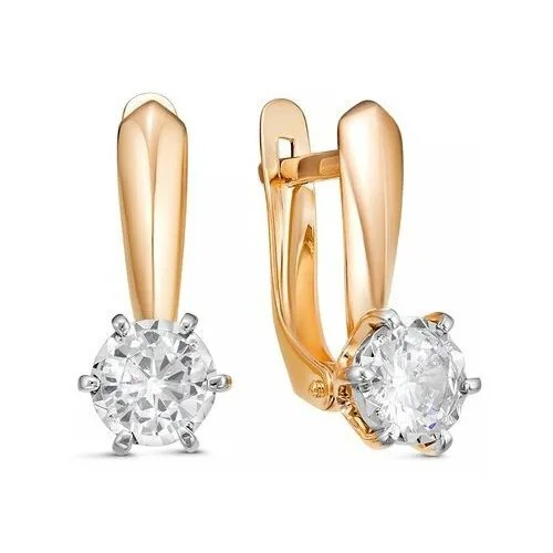 Серьги Del'ta, золото, 585 проба, фианит