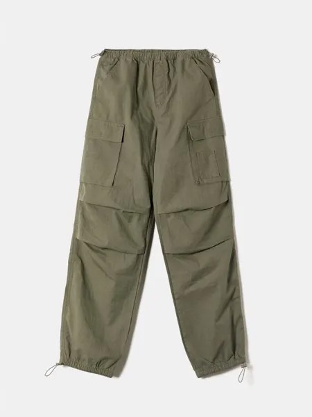 Хлопковые брюки-парашюты Tally Weijl, цвет army green