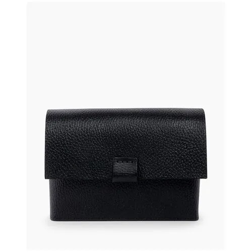 Женская поясная сумка из натуральной кожи черная A004 black grain Divalli