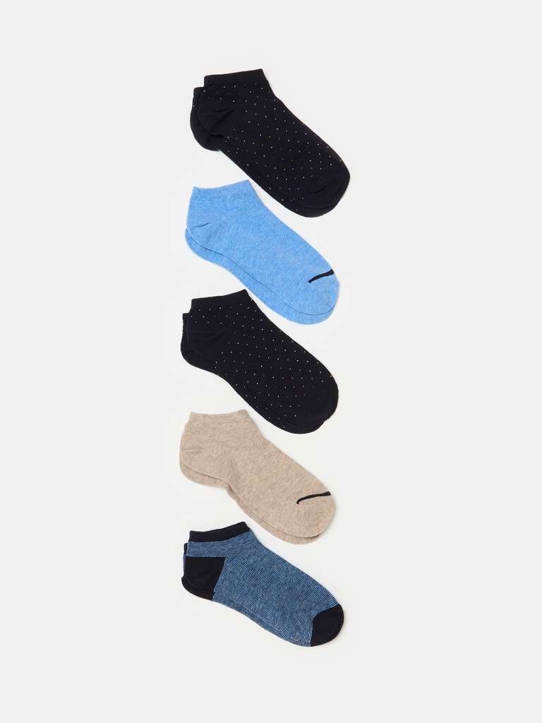 Эластичные носки для обуви в упаковке из пяти пар Ovs, цвет blue/beige