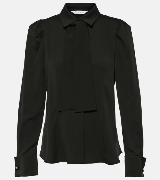 Шелковая блузка Paraggi с воротником-стойкой Max Mara, черный