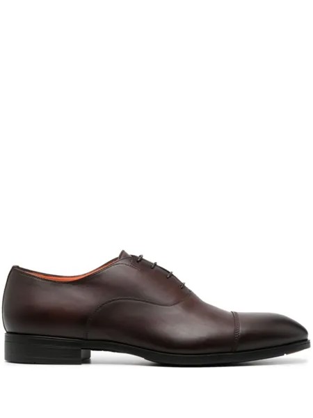 Santoni глянцевые оксфорды, коричневый
