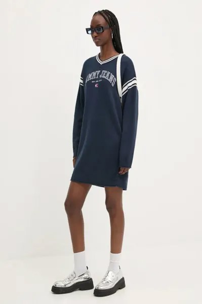 Хлопковое платье Tommy Jeans, темно-синий