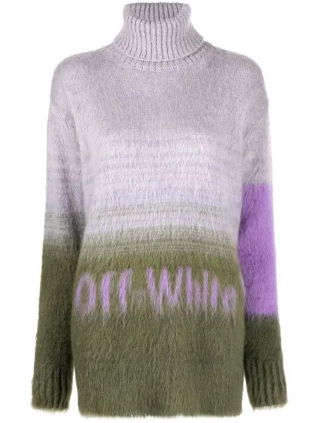 Off-White джемпер с высоким воротником и логотипом, фиолетовый