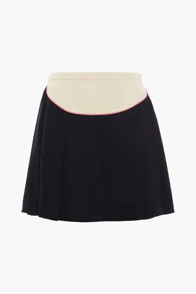 Плиссированная двухцветная мини-юбка фай VALENTINO GARAVANI, черный