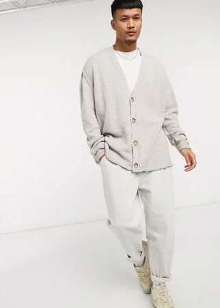 Бежевый фактурный oversized-кардиган с пуговицами ASOS DESIGN-Neutral