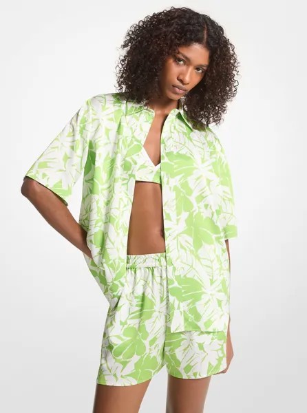 Рубашка Michael Michael Kors Palm Print Satin Cabana, зеленый