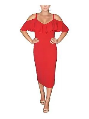 RACHEL RACHEL ROY Женское красное платье-футляр миди с открытыми плечами и V-образным вырезом S