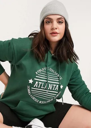 Oversized-худи с принтом Daisy Street Plus-Зеленый