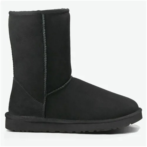 Угги мужские UGG Classic Short 5800_BLK замшевые зимние с мехом черные (42)