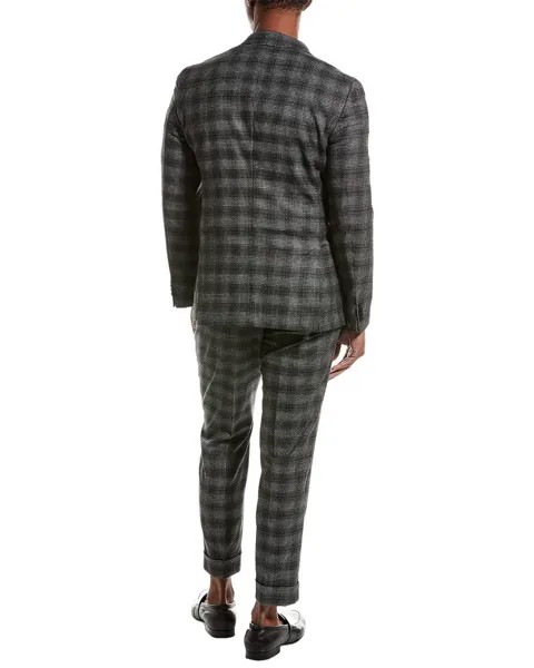BOSS Hugo Boss Тонкий костюм из смесовой шерсти и плиссированные брюки, черный