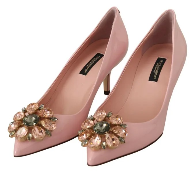 DOLCE - GABBANA Туфли Розовые кожаные туфли-лодочки на каблуке с кристаллами EU35 / US4,5 $1100