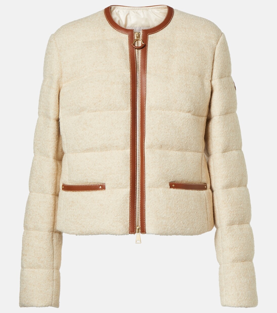 Пуховик Serinde с кожаной отделкой Moncler, белый
