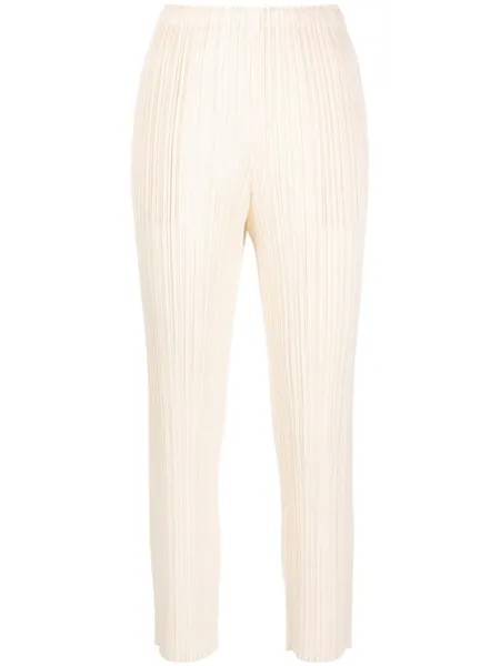 Pleats Please Issey Miyake укороченные плиссированные брюки, нейтральный цвет